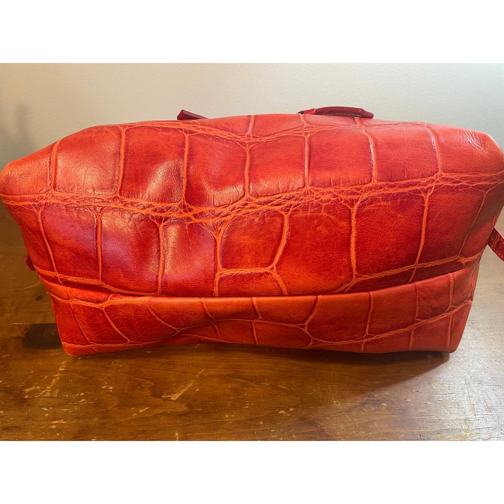 Dooney & Bourke Red Croc-Embossed Leather Shoulder Bag - Picture 6 of 11
